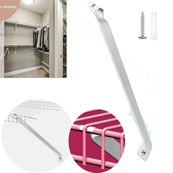 Support Brackets for Wire Shelving Durable Closet Shelf Brackets Designed for Easy Installation Strong Wall-Mounted Support for Wire Shelving Solutions