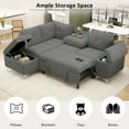 thumbnail image 5 of 88.2" L-shaped Sofa Couch Upholstered Sofa Versatile Sofa Bed with Ample Storage Space, Two Cup Holders and Two USB Ports for Living Room (Grey), 5 of 12