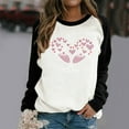 thumbnail image 2 of RKSTN Chandail de la Saint-Valentin pour Femmes, Chandail à la Mode avec Lettres et Cœurs Imprimés, Manches Longues, Col Rond, Hauts à Empiècements, 2 of 4