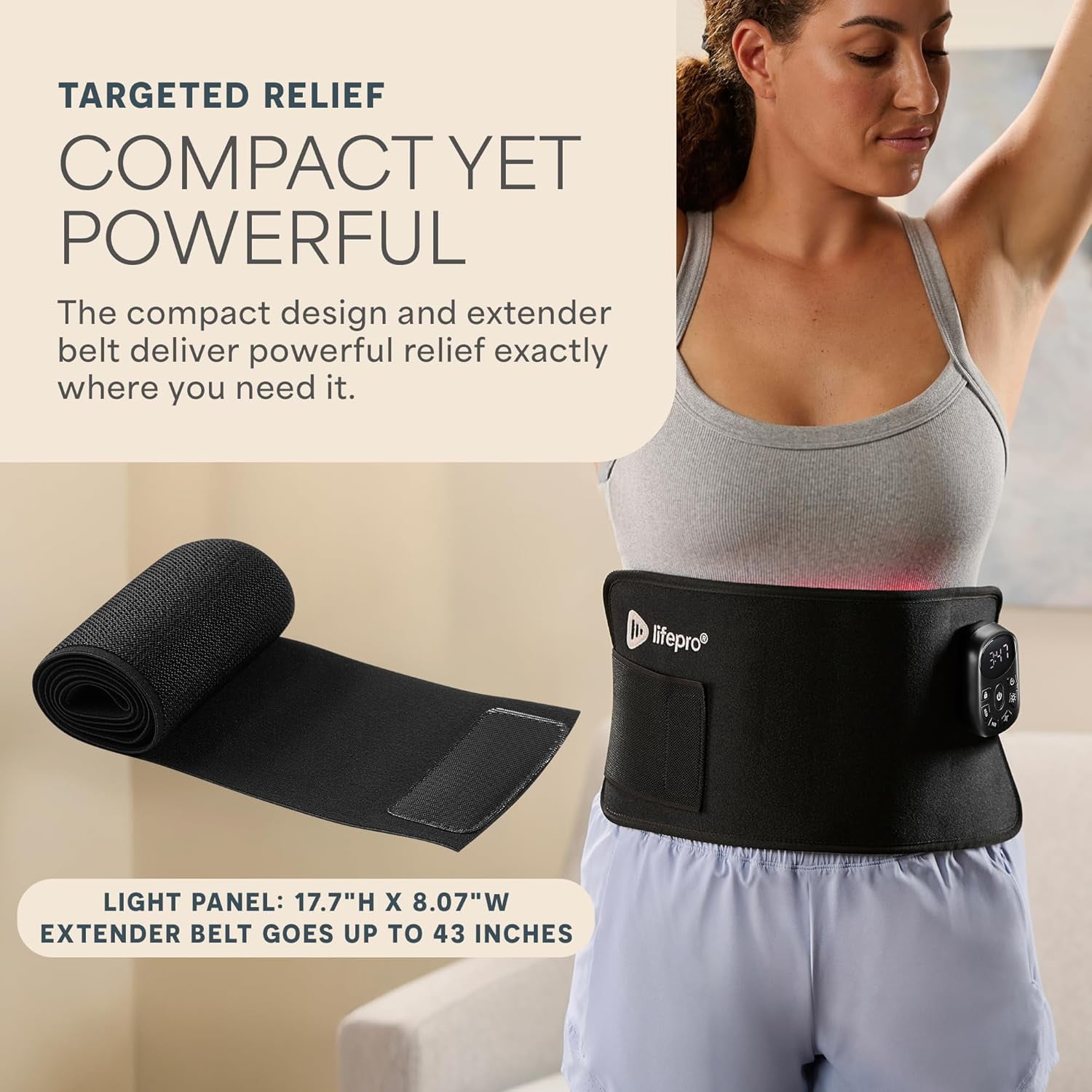 Lifepro Red Light Therapy Belt – Infrared Light Pad for Back, Muscle Relaxation, Circulation & Post-Workout Recovery - Black