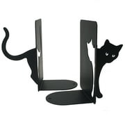 PandS Decorative Bookends Book Stopper Metal Black Cat 1 Pair Non Skid