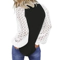 thumbnail image 4 of Pntutb Mujer Sólido Camiseta Suelta Encaje Manga Larga Blusa Cuello Redondo Casual tops Pntutb Pntutb-2006, 4 of 6