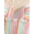 thumbnail image 4 of Coduop Infant Baby Girl's Fly Sleeves Square Neck Striped Print Party Princess Dress, 4 of 8