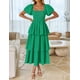 thumbnail image 2 of Vestido midi ZESICA 2025 Summer Boho de manga corta abullonada para mujer, 2 of 9