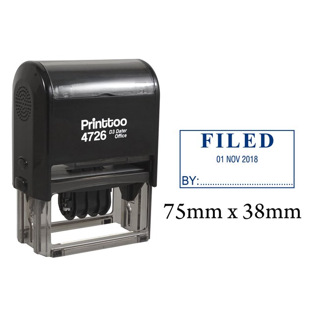 Printtoo Office Stationery Dater Stamp With Filed By Text Date Self Inking Rubber Stamp-Blue