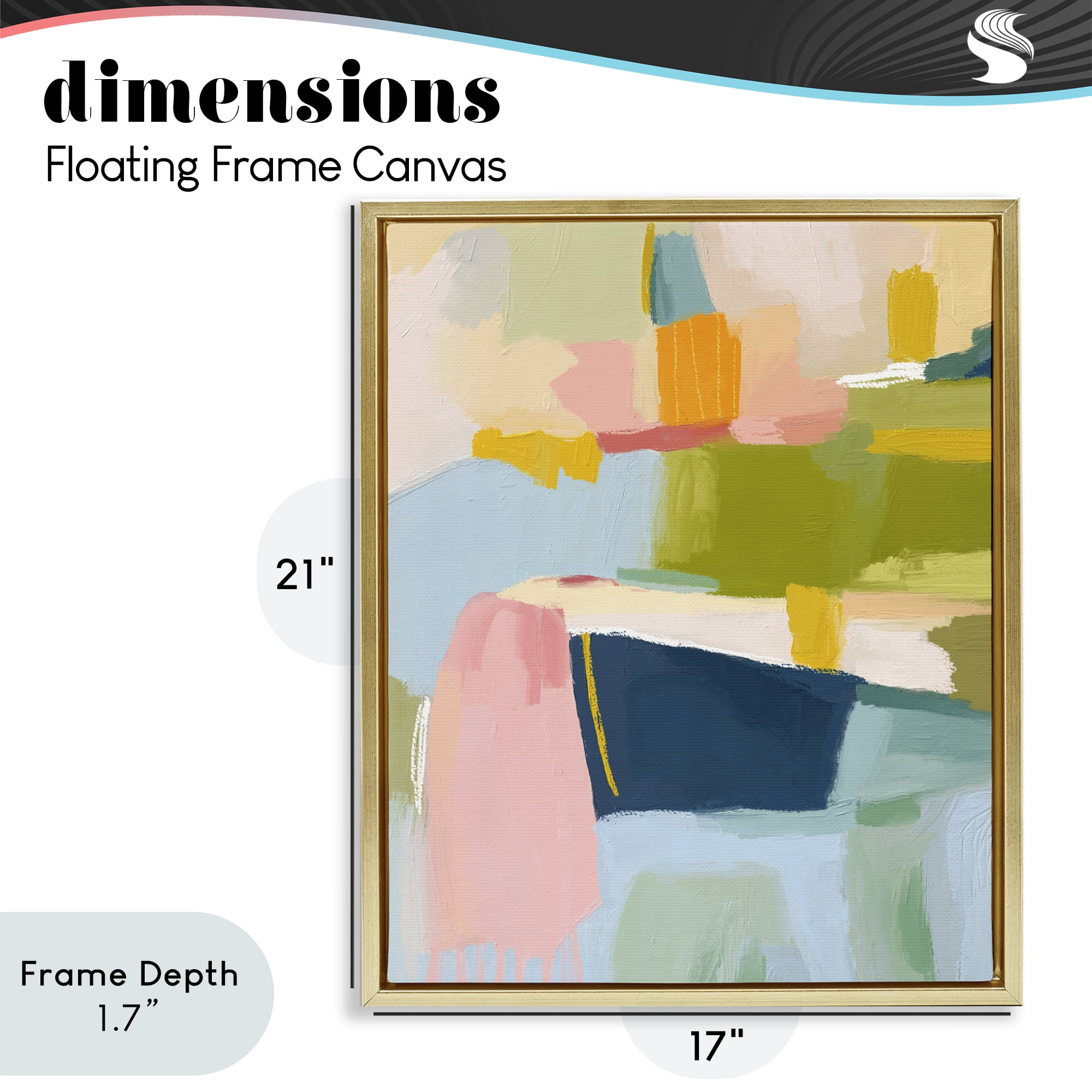 Stupell Industries Pastel Wonder Brushstrokes Gold Framed Floater Canvas Wall Art, design by Lisa Nohren