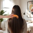thumbnail image 4 of Unique Bargains 1 Pc Semicircle Retro Checkerboard Hair Comb Orange White Acetate Sheet, 4 of 5