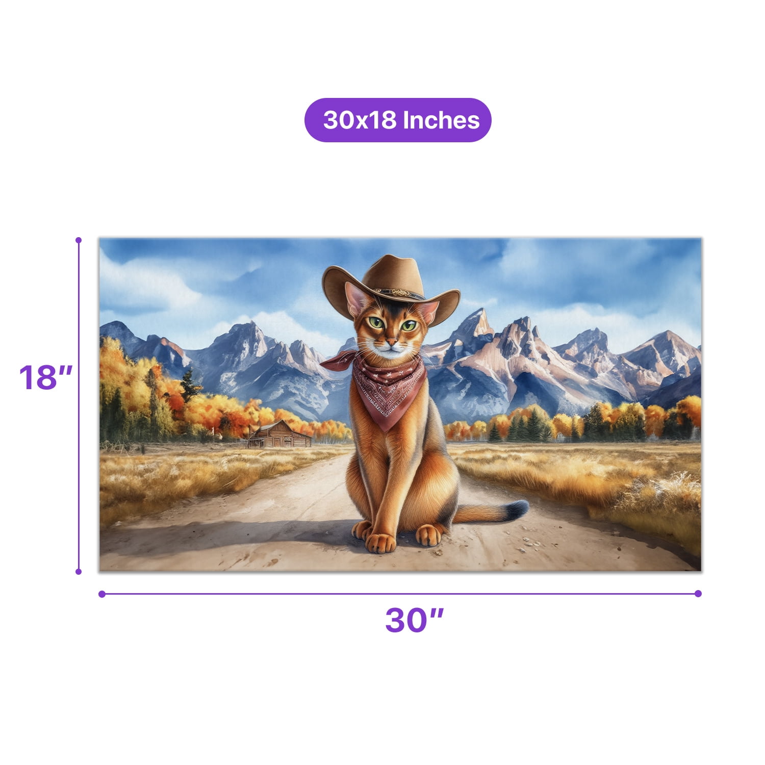 Welcome Fall Western Cowboy Abyssinian Enjoys Majestic Autumn Doormat Cat Lover Kitten Owner Gifts Indoor Outdoor Welcome Mat - 01007