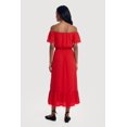 thumbnail image 3 of Women's Ruffle Hem Off The Shoulder Midi Dress with Faux Buttons, 3 of 3