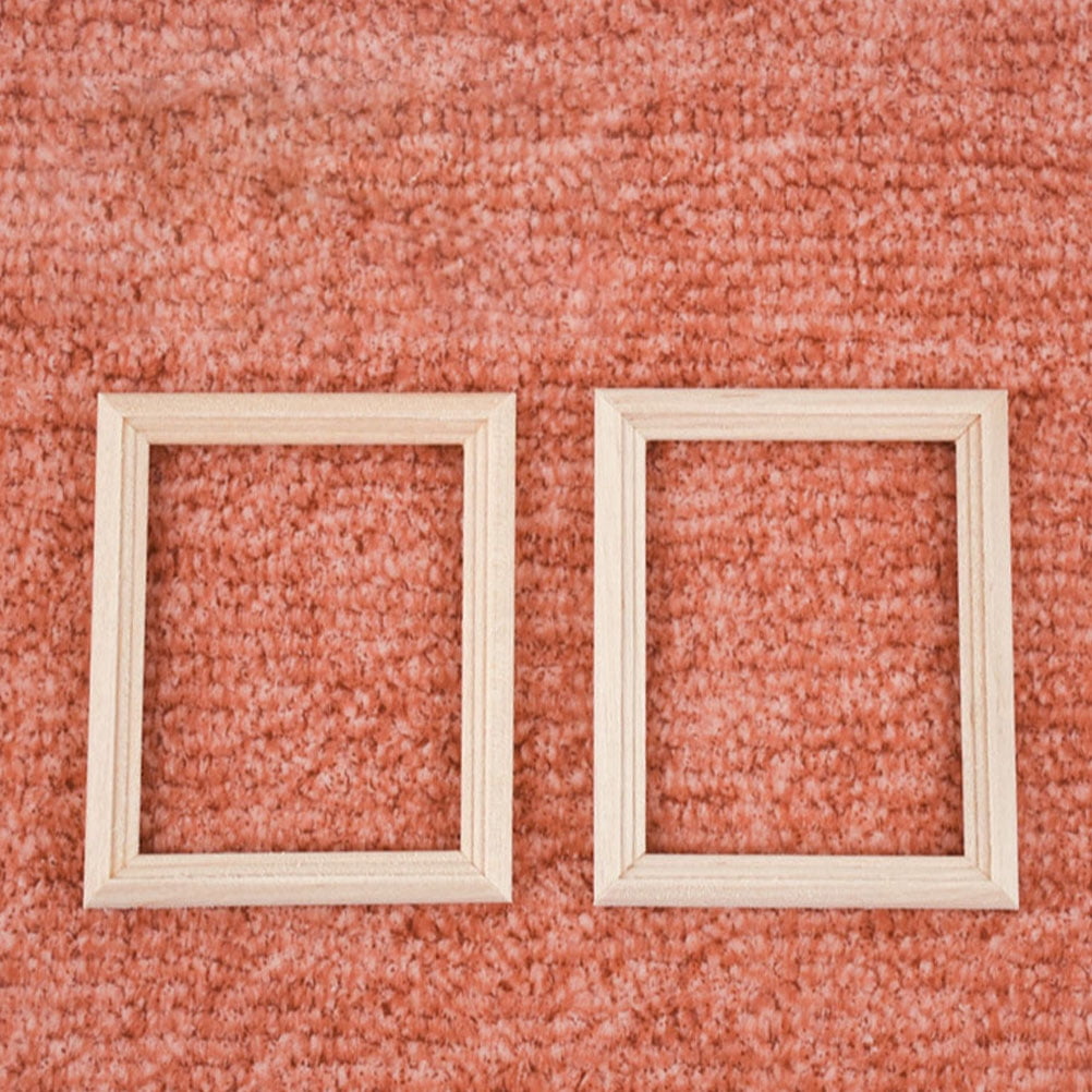 Gymnture Miniature Wooden Furniture Vintage Frames for Dollhouse Decoration