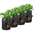 thumbnail image 1 of Paquete de 4 bolsas de cultivo de papas con ventana de solapa, macetas de tela de aireación con asas para jardín y plantación (negro), 1 of 4
