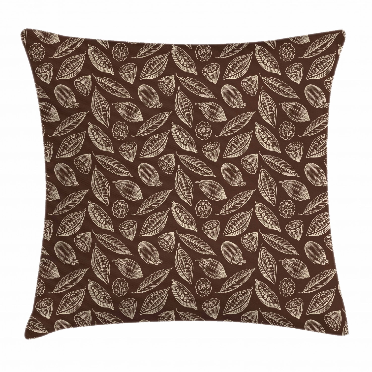 Cocoa Throw Pillow Cushion Cover, Organic Flowering Harvesting Cocoa