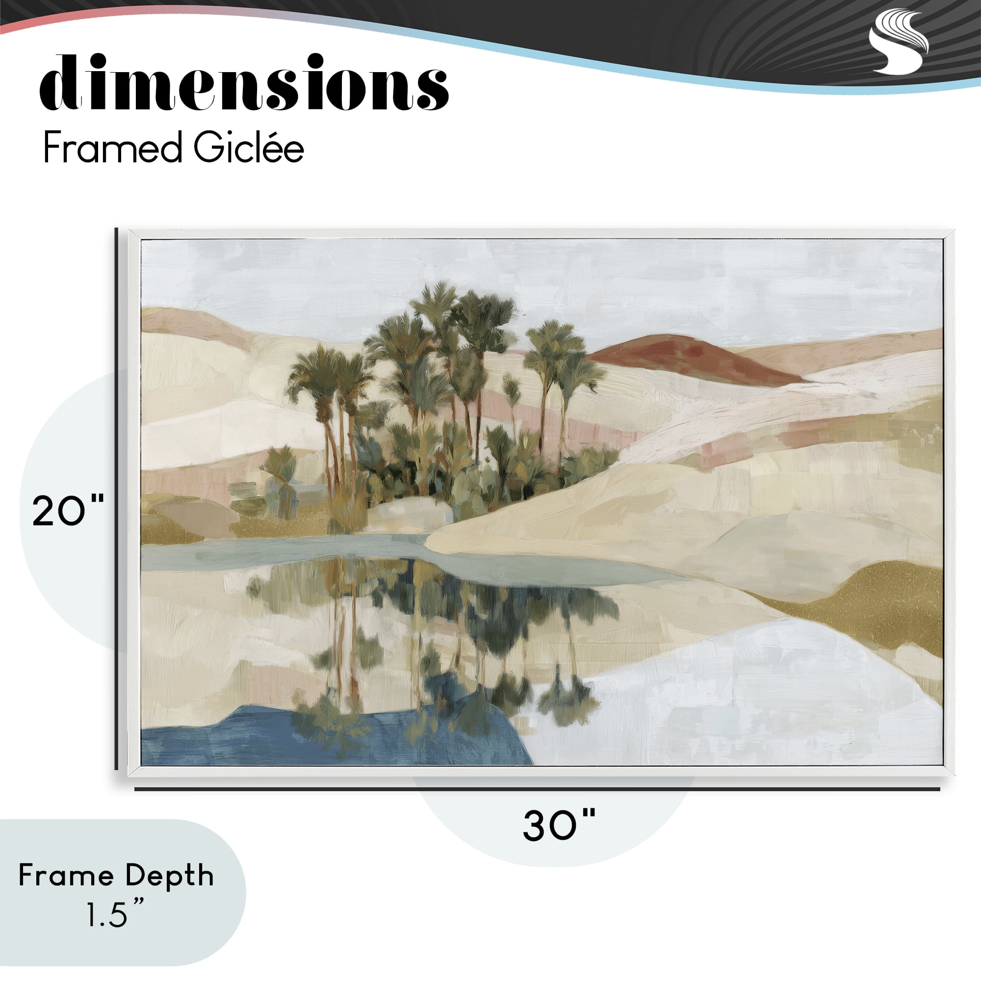 Stupell Industries Desert Oasis with Palm Reflection White Framed Giclee Art, design by Chromatic Storm Studio
