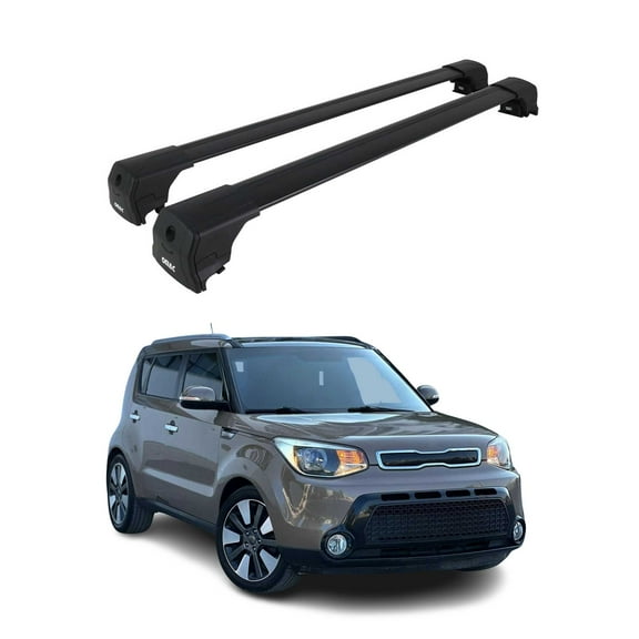 For 2014-2019 Kia Soul Alu Roof Racks Cross Bars Luggage Carrier Black 2Pcs