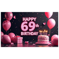thumbnail image 1 of Happy 69th Birthday Banner Backdrop Cake Design Party Decoration Supplies Photography Props Balloon Background Event Celebration, 1 of 4
