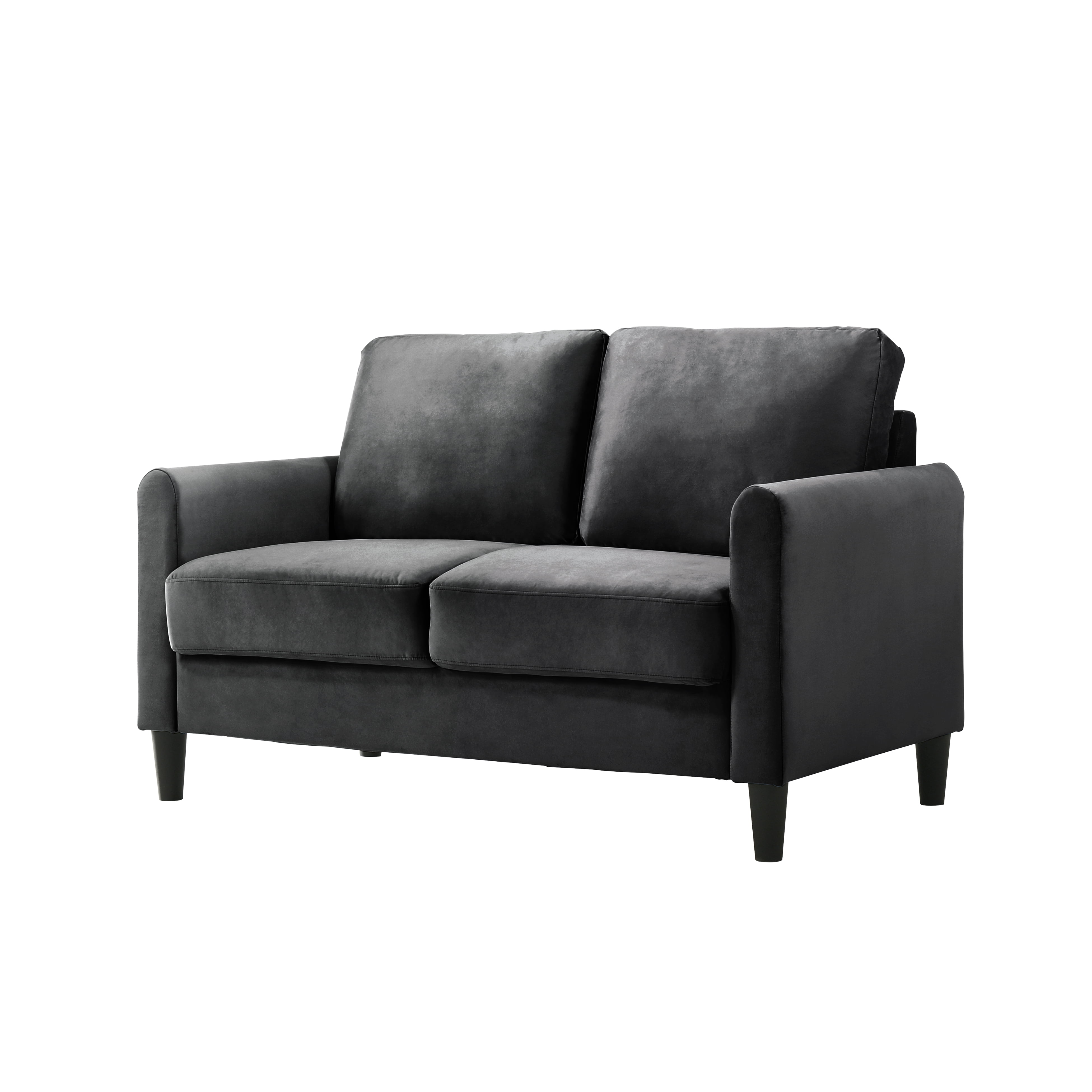 Home Design Airell 2-Piece Living Room Set with Loveseat and Sofa, Soft Velvet Fabric, Modern Upholstered Design, Dark Gray