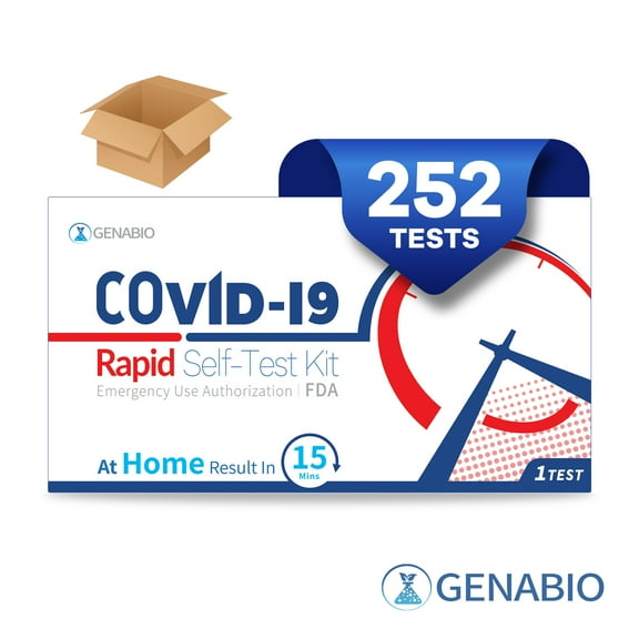 Genabio COVID-19 Rapid Self-Test Kit Easy At Home 15 Minute COVID Home Test, 252 Pack