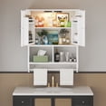thumbnail image 2 of VECELO Modern Bathroom Wall Mounted Cabinet with Double Mirror Doors and LED Light, Hanging Medicine Storage Cabinet with Towel Bar for Bathroom Laundry Room, White, 2 of 9