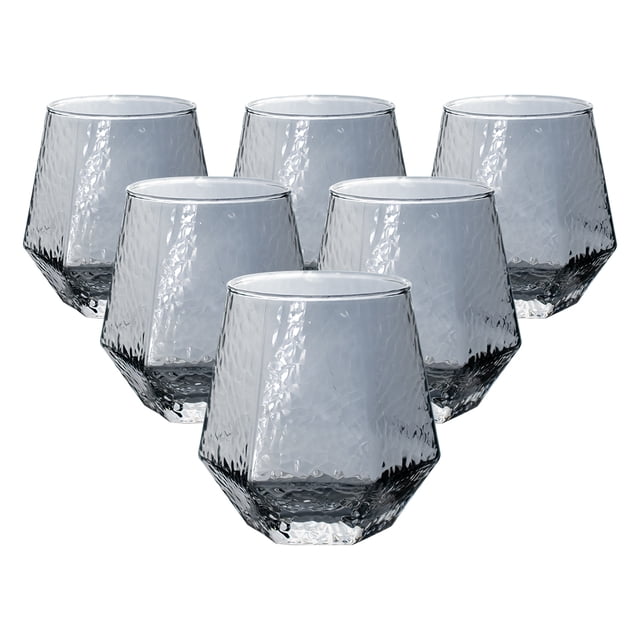 Set de 6 Vasos de Cristal Hexagonales Humo 370 ml
