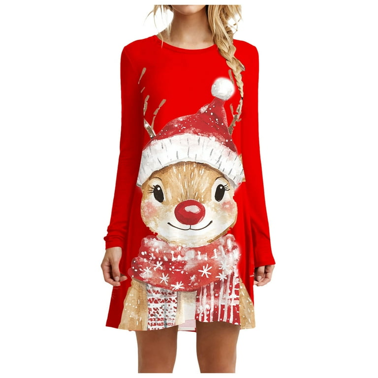 long sleeve christmas sweater dress women Cuffbow 3 Pcs Christmas Sweater Dress Set Women Long Sleeve Sweater Dress Xmas Thigh High Socks and Hat for Party Gift (Snowflake Red,M) at Amazon Women's Clothing store