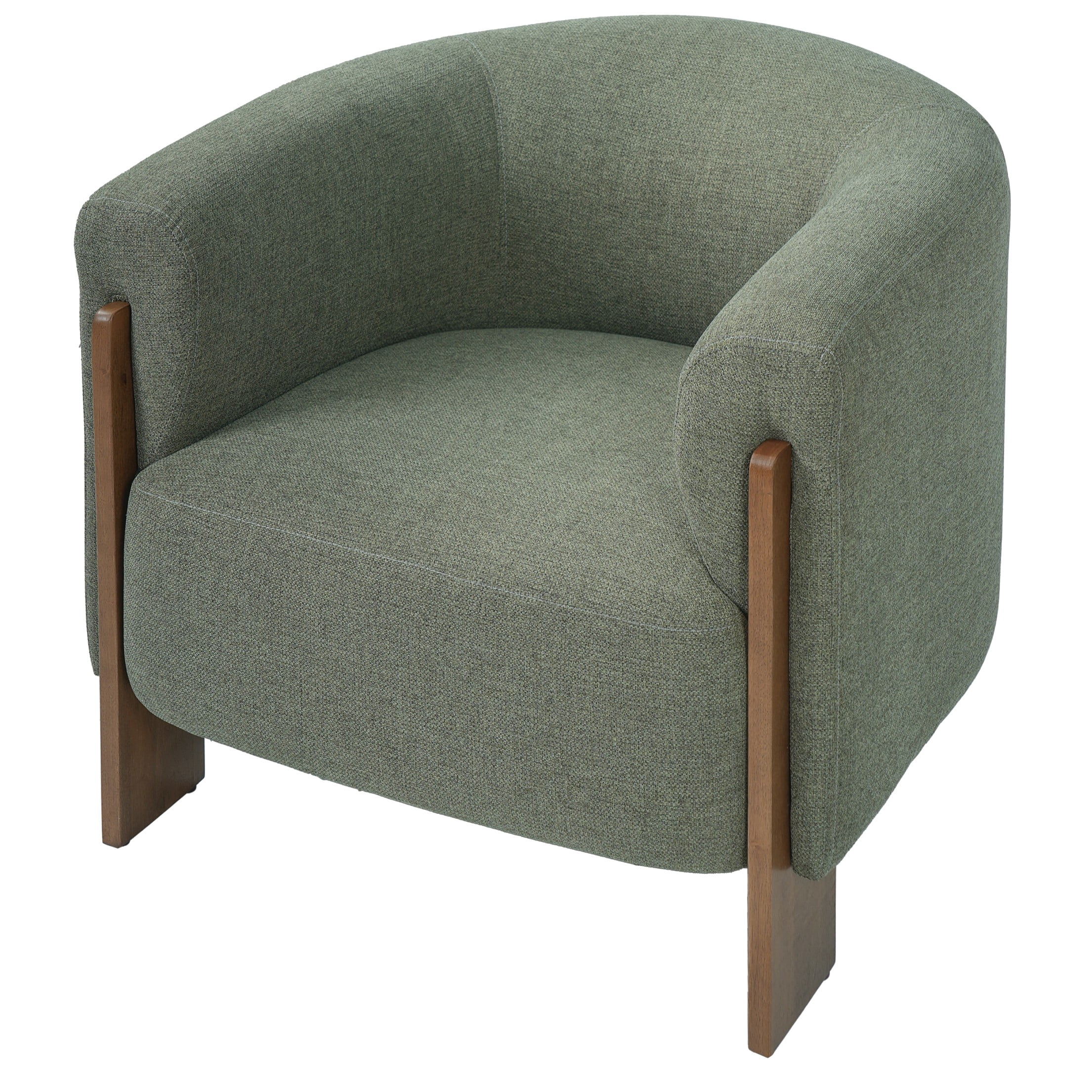 Christopher Knight Home Mid-Century Modern Barrel Accent Chair, Chenille Upholstery, Wood Legs, Green
