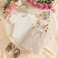 thumbnail image 3 of Tiijoy Newborn Girls Outfits Cute Cotton Short Sleeve Romper Bow Jumper Dress Headband 3Pcs Set, Sizes 6-12M, 3 of 4