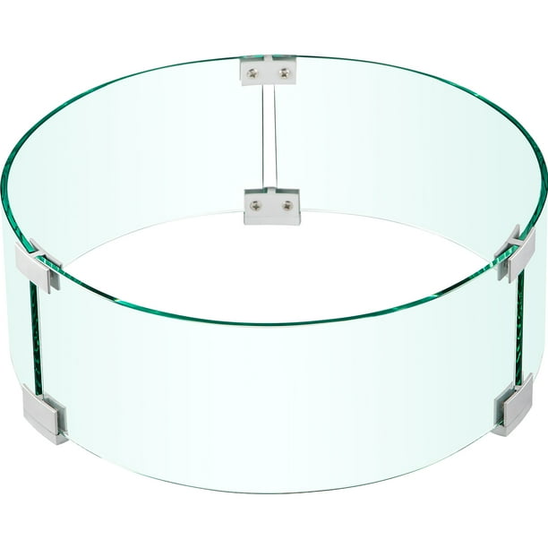 Vevor Fire Pit Wind Guard 17 X 17 X 6 Inch Glass Flame Guard Round Glass