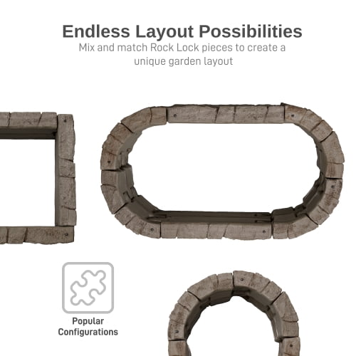 RTS Home Accents Rock Lock Raised Garden Bed End Rock Pack (3x End Rocks and 1x 18-inch Spike)