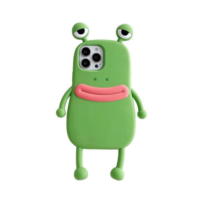 Funda para iPhone13 6.1"Caricatura de Silicona Lindo 3D Diversión Fresca Boca de Salchicha Rana Funda de Silicona para Teléfono, Niños Niñas Adolescentes Carcasa de Personaje Animal a Prueba de Golpes Fundas Divertidas y Elegantes para iPhone13, Verde ER