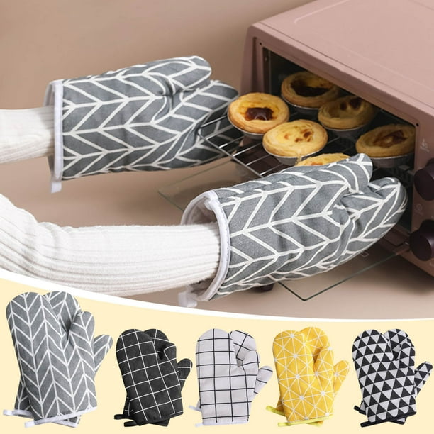 Pack de 2 guantes resistentes al calor | Manoplas gruesas de algodón aislante para cocina 26x13cm | Antideslizante, protección de doble capa, diseño colorido colgante, guante resistente para
