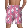 thumbnail image 3 of Kdxio Rabbit Holding Flowers Print Men's Swim Trunks with Compression Liner 7 Inch Inseam Quick Dry Swim Shorts, 3 of 7