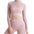 thumbnail image 1 of Traje de yoga de malla para mujer: top deportivo de manga larga con relleno en el pecho, secado rápido, ideal para correr o hacer yoga., 1 of 5
