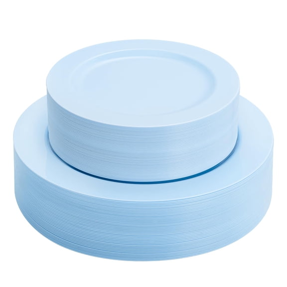 60light Blue Heavy Duty Plastic Disposable Party Plates Set - 3010.25" Dinner & 7.5" Dessert Durable Tableware For Easter Parties Wedding Bbq Shower