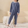 thumbnail image 2 of Baby Boy Outfits Warm Solid Print Long Sleeve Crew Neck Top And Trousers 2 Piece Loungewear Boys' Clothing Sets Size 4-5 Years, 2 of 4