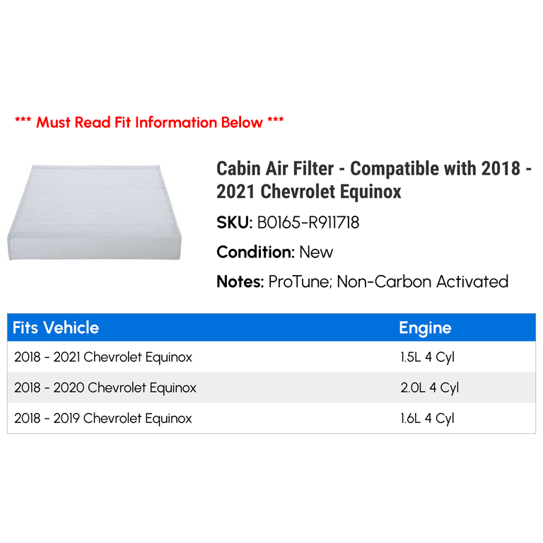 Chevy equinox cabin air filter deals