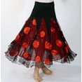 thumbnail image 2 of Whitewed Sequin Floral Tango Foxtrot Ballroom Smooth Flamenco Night National Dance Skirt, 2 of 3