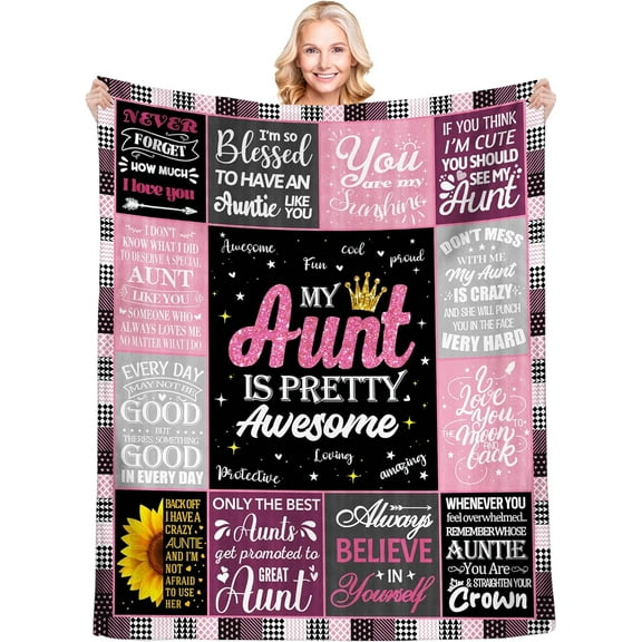 Mothers Day Aunt Gifts Blanket 60" x 50", Gifts for Aunt, Aunt Gifts from Niece Nephew, Best Aunt Ever Gifts, Gifts for Aunts from Niece, Auntie Birthday Gift Ideas Throw Blanket