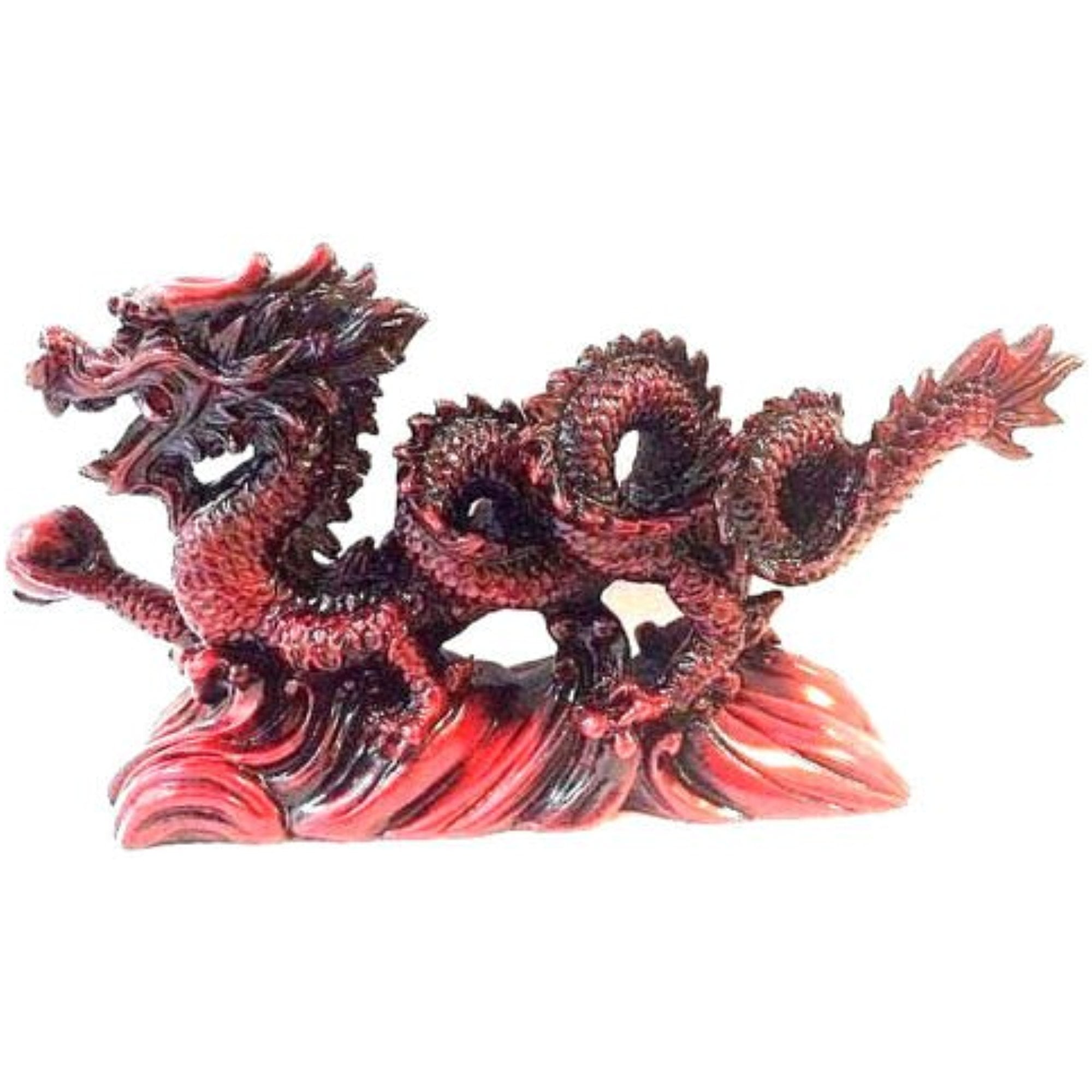 RED Feng Shui Dragon Figurine Statue for Luck & Success 6 inch LONG