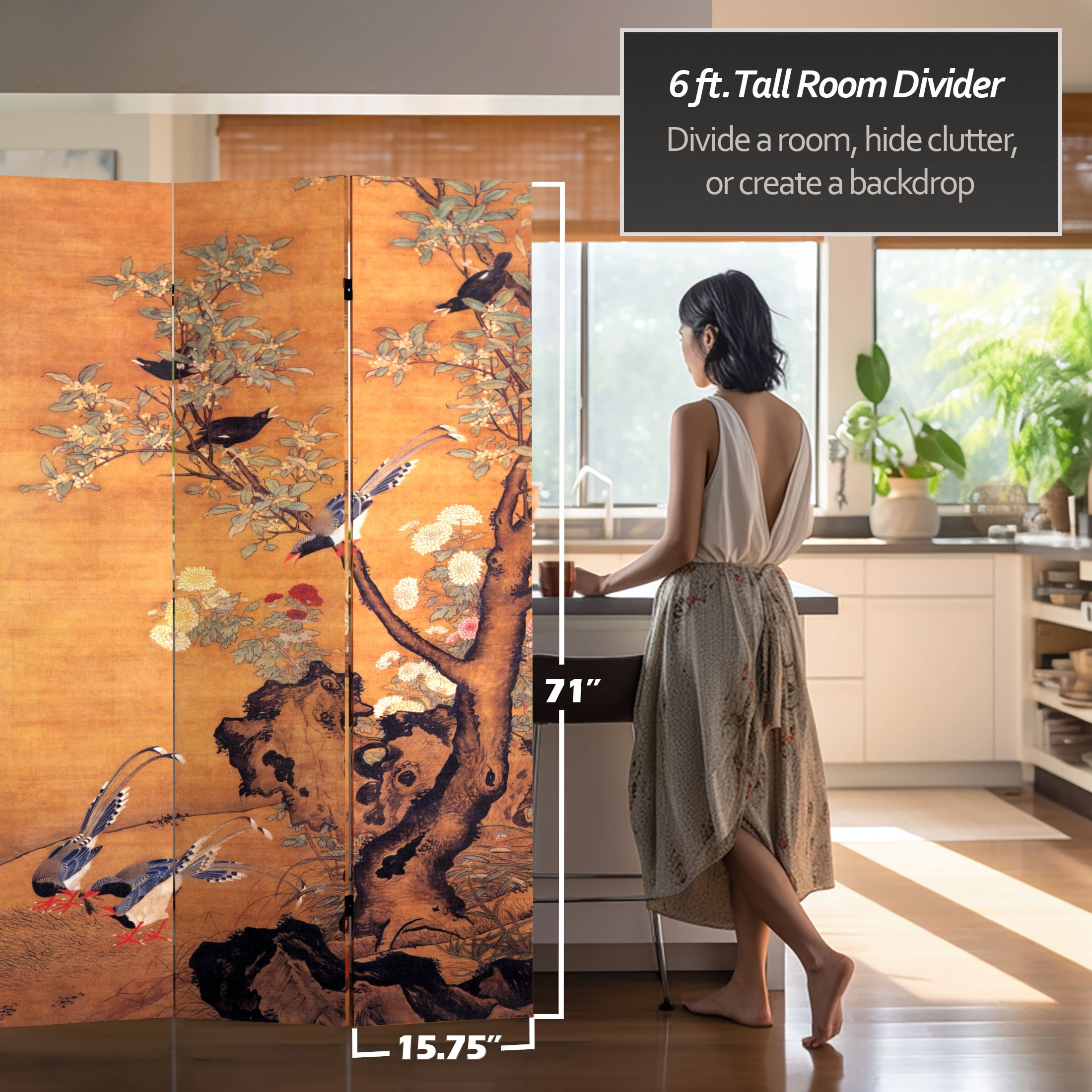 Oriental Furniture 6 ft. Tall Chinese Landscapes Canvas Room