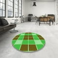 thumbnail image 4 of Ahgly Tapis Rond Lavable en Machine Intérieur Transitionnel Vert Néon, 4 Pieds Rond, 4 of 7