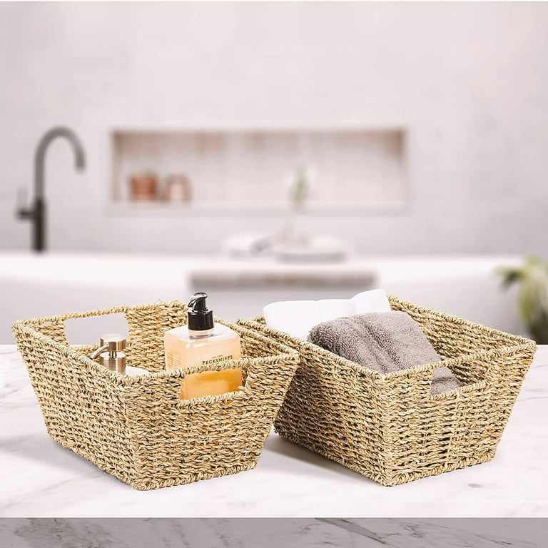 Sorbus Woven Wicker Storage Baskets for Organizing, Seagrass