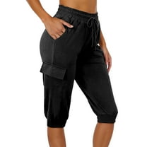 Women's Casual Capri Pants With Pockets Comfortable Stretchy Yoga Trousers For Everyday Wear And Light Exercise