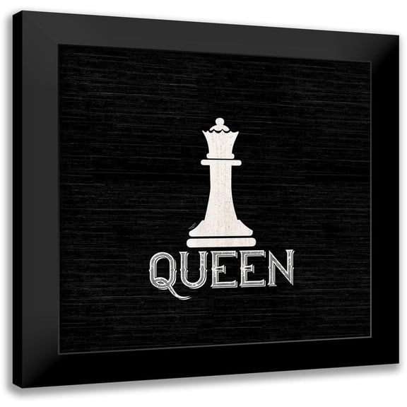 Reed, Tara 12x12 Black Modern Framed Museum Art Print Titled - Chess Piece black II-Queen