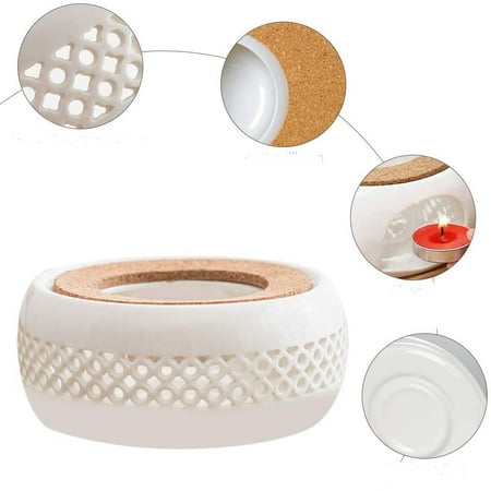 

Teapot Warmer Ceramic Trivet with Cork Cushion Candle Heater
