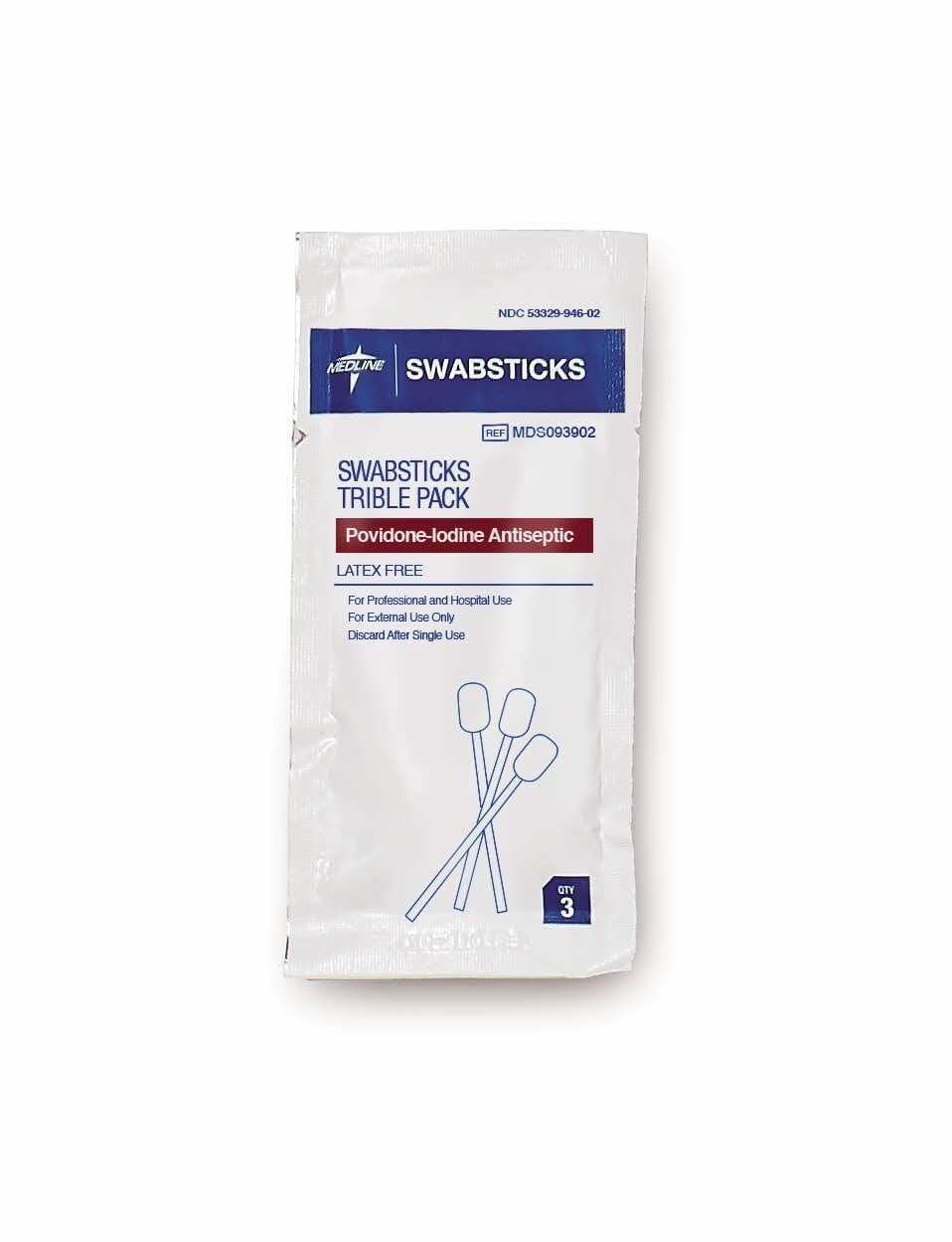 Medline Povidone Iodine Swabsticks, Triples 750 Per Case