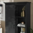 thumbnail image 4 of BizChair 36" Wide Rustic Farmhouse Storage Cabinet Bookcase with Sliding Barn Door and 4 Adjustable and 2 Fixed Shelves in Black, 4 of 14