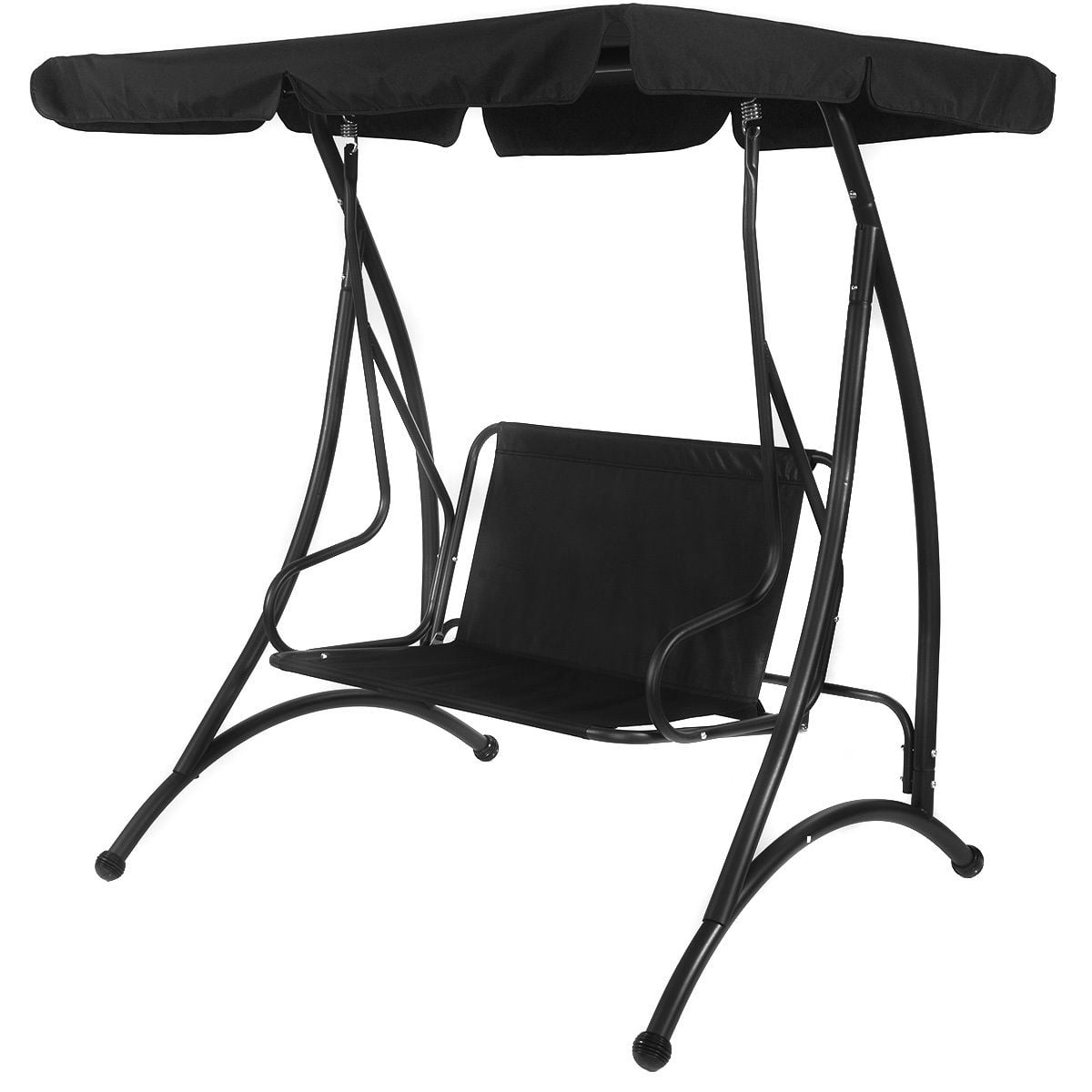 Costway Black 2 Person Canopy Swing Chair Patio Hammock Seat Cushioned