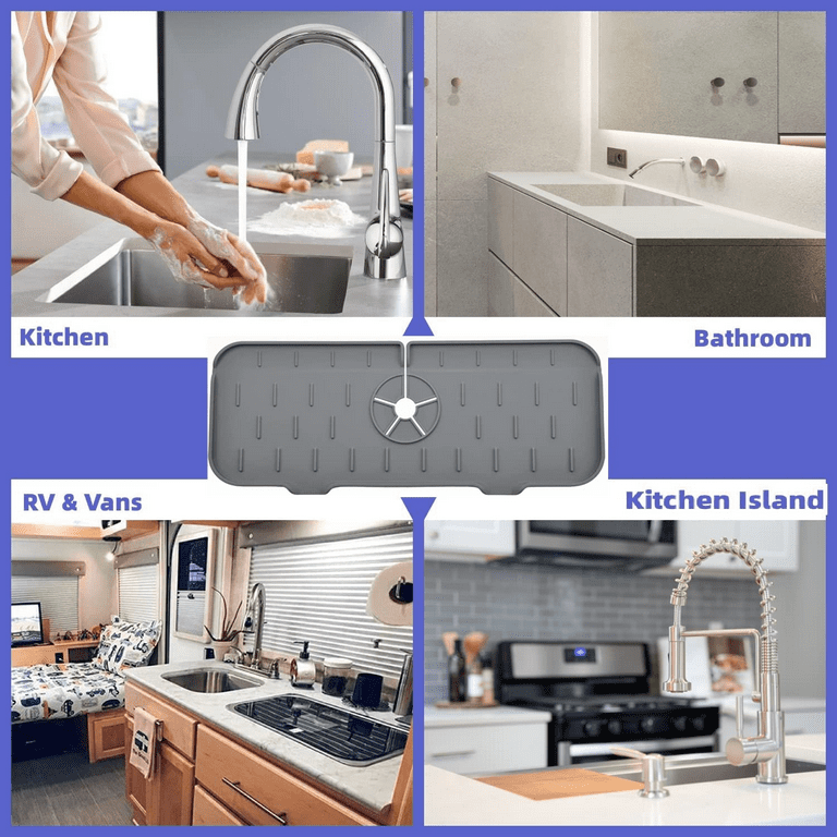 Large Silicone Faucet Mat, Kitchen Sink Faucet Splash Guard