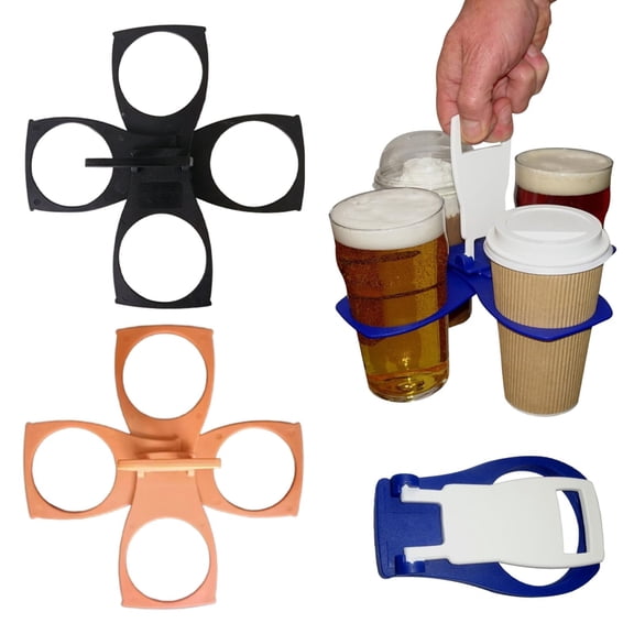 Collapsible Drink Carrier with Handle,Foldable 2-4 Cup Holder for Coffee,Beer,Soft Drinks,Outdoor & Festival Use