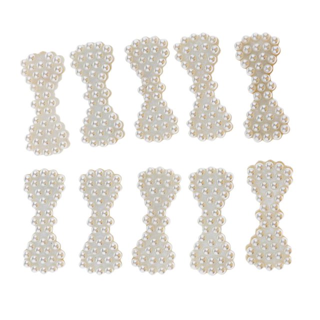 10 botones de perlas de imitación, adornos artesanales, plano, bricolaje, joyería para el cabello 50x25x5mm Zulema Imitación perla Flatback Charm